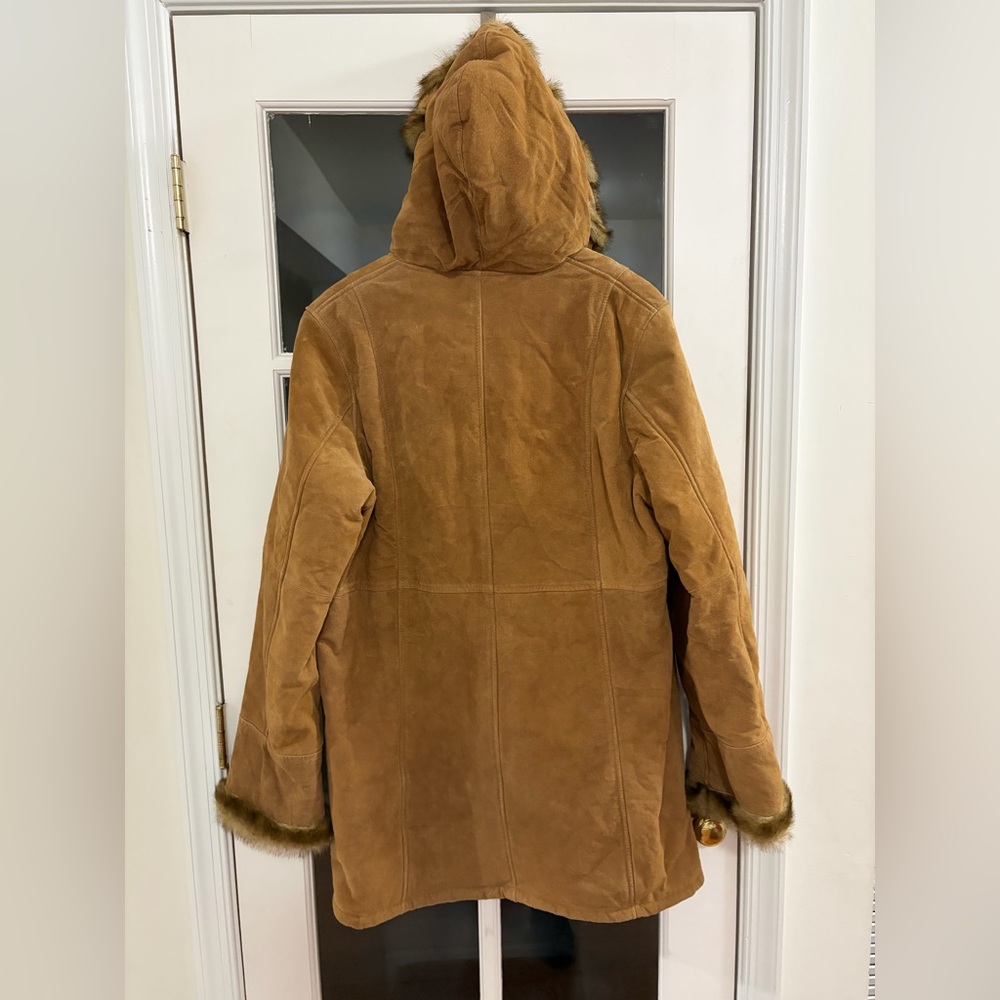 Dennis Basso Genuine Leather Faux Fur Lined Coat - Size L - NWT - Picture 2 of 5